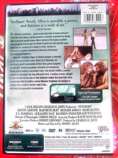 Interiors – Woody Allen – Diane Keaton, Kristin Griffith – DVD Drame MGM