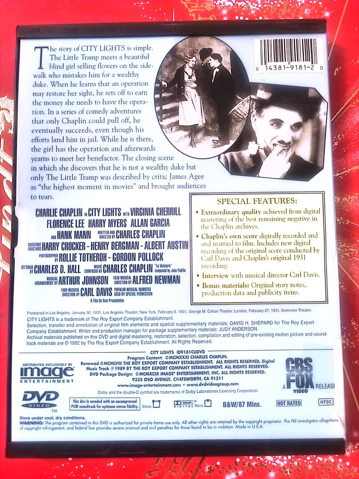 City Lights (Les Lumières de la ville) – Charlie Chaplin – Film Classique – DVD Cinéma Muet