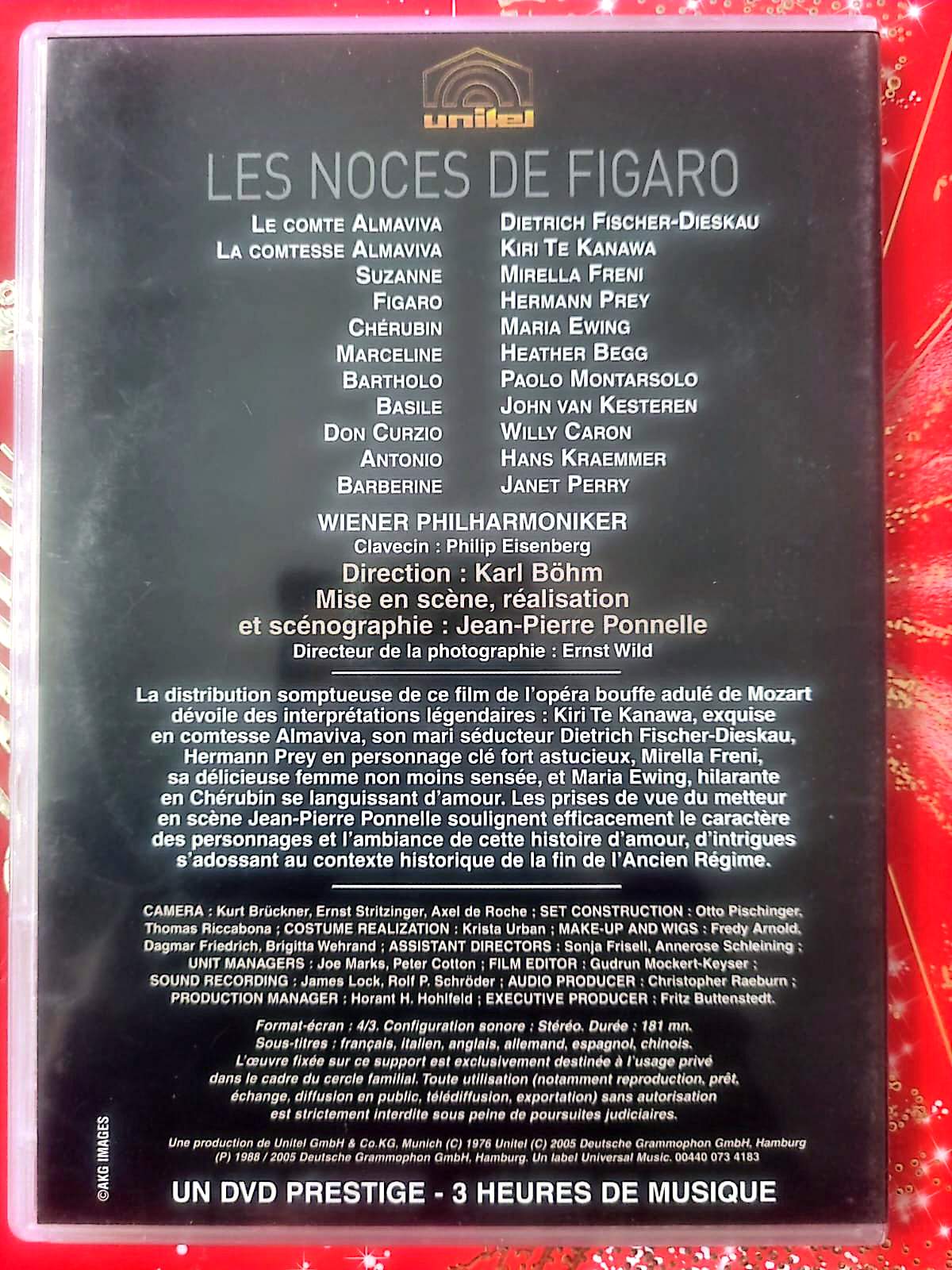 Mozart – Les Noces de Figaro – Karl Böhm – Wiener Philharmoniker – DVD Opéra Prestige