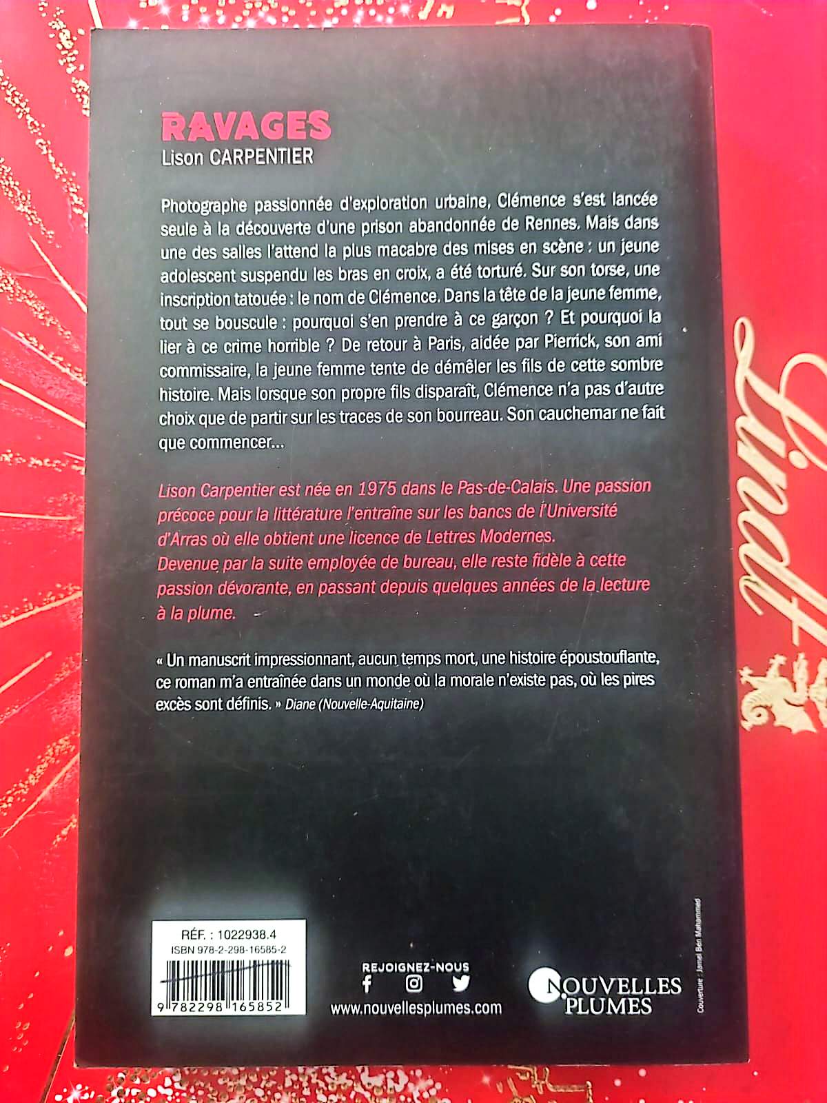 Livre thriller Ravages – Lison Carpentier – Roman noir