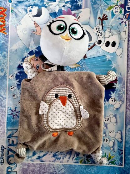 Doudou Bébé Hibou Gris et Blanc – Peluche Douce