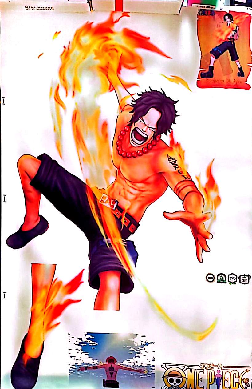 Sticker Mural One Piece portgas d. ace – Effet Flammes – 60 x 90 cm