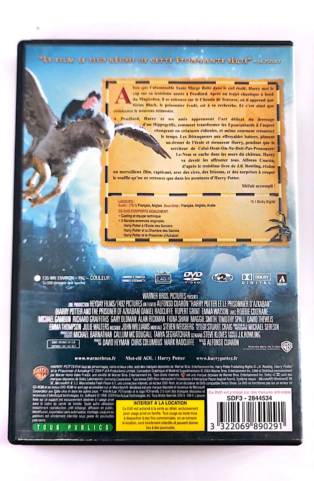 Harry Potter et le Prisonnier d'Azkaban – DVD | Warner Bros | Version Française & Anglaise | Occasion Bon État