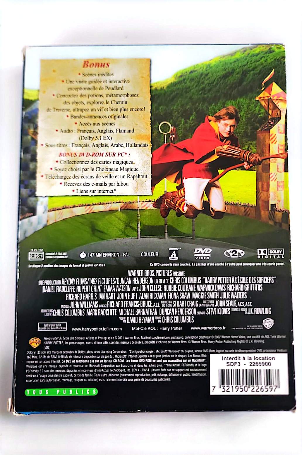 Harry Potter à l'École des Sorciers – DVD | Chris Columbus | Warner Bros | VF, VO & Flamand | Occasion Bon État