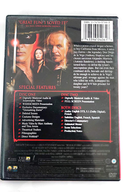 The Mask of Zorro – Édition Spéciale 2 DVD | Antonio Banderas, Anthony Hopkins | Sony | Action Aventure | Occasion Bon État