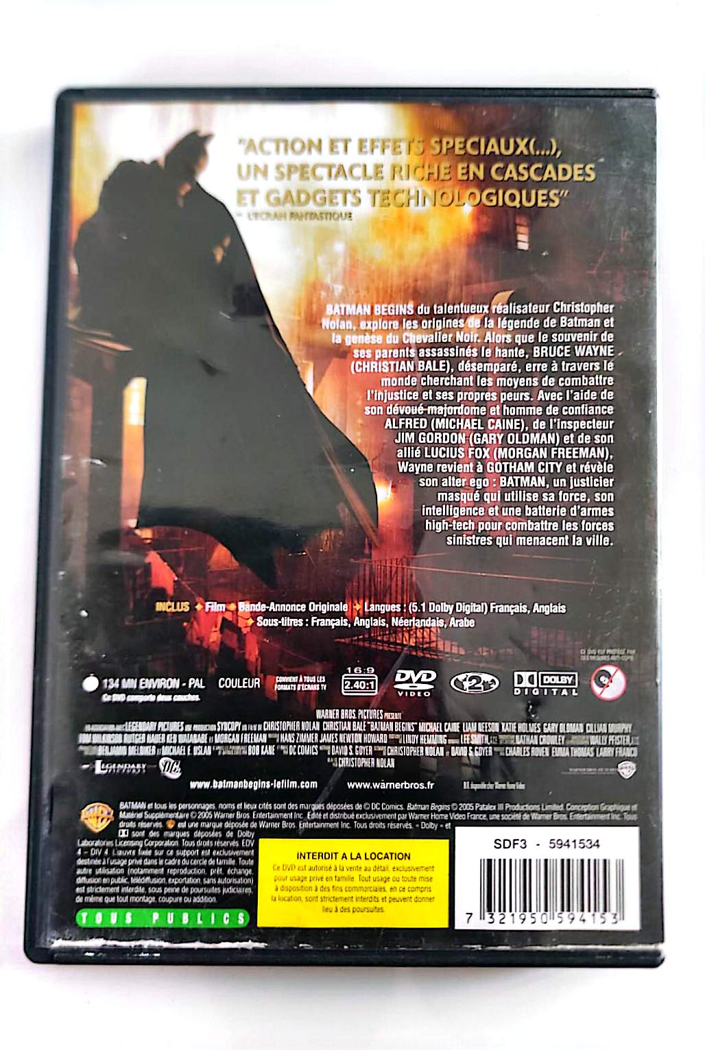Batman Begins – DVD | Christian Bale | Christopher Nolan | Warner Bros | DC Comics | VF | Occasion Bon État