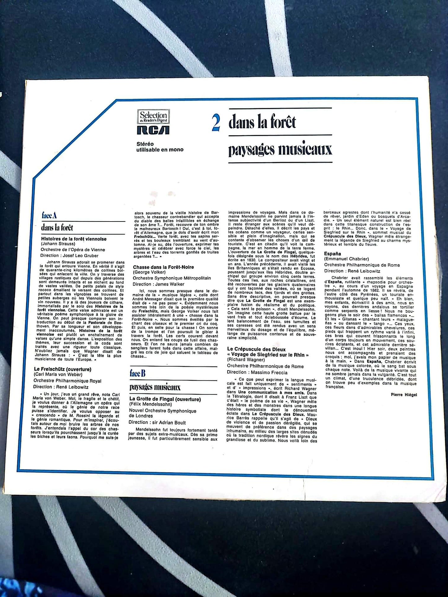 Disque Vinyle 33T – Dans la forêt : paysages musicaux – Musique classique – LP RCA Sélection