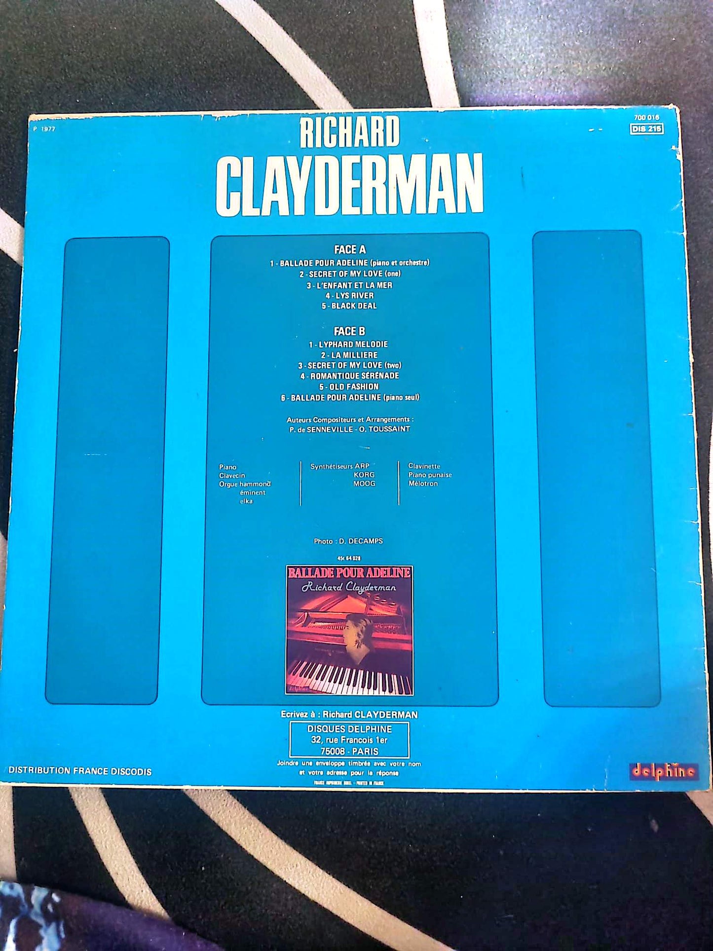 Disque Vinyle 33T – Richard Clayderman – Ballade pour Adeline – Piano – LP