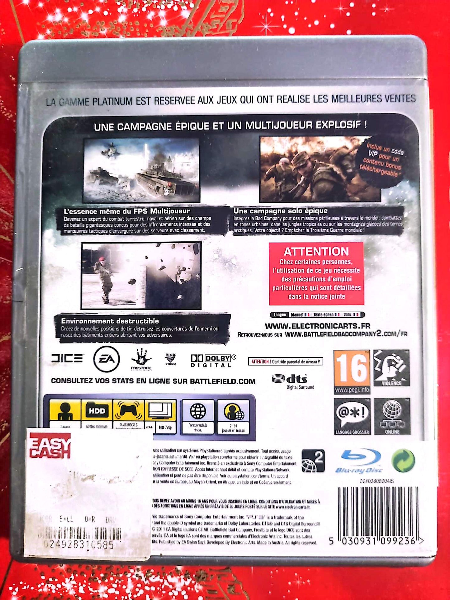 Battlefield Bad Company 2 Platinum Jeu PS3 PlayStation 3 FPS Action Guerre Multijoueur PEGI 16