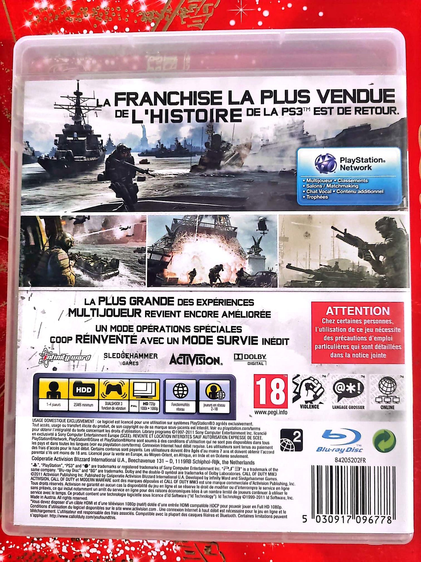 Call of Duty Modern Warfare 3 MW3 Jeu PS3 PlayStation 3 FPS Action Guerre Multijoueur PEGI 18 Version Française