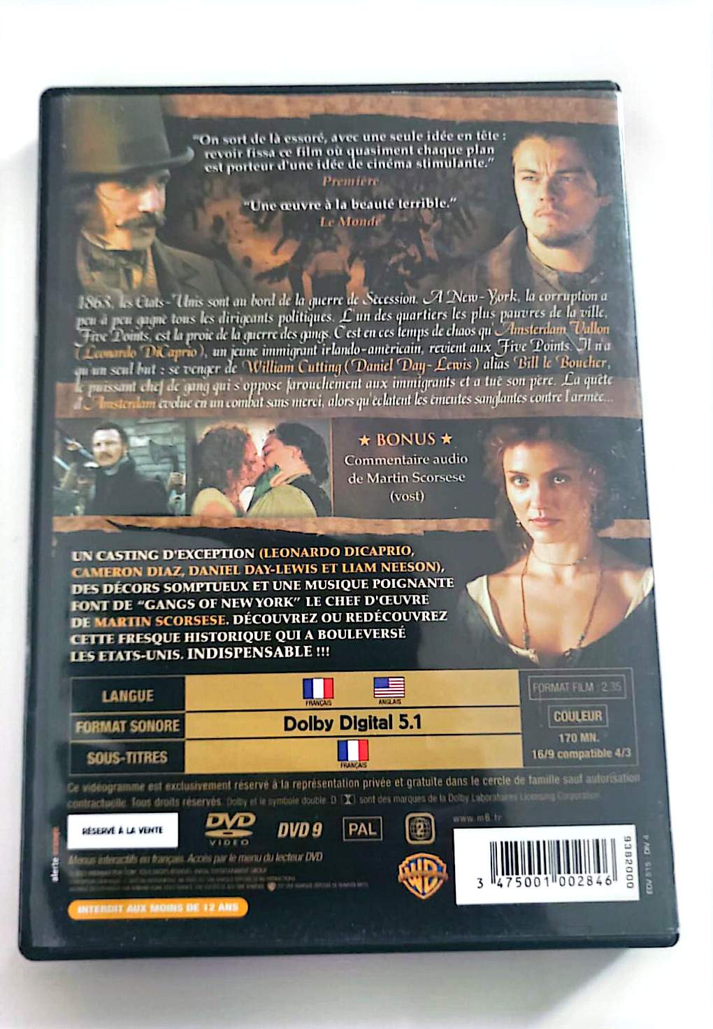 Gangs of New York – DVD | Leonardo DiCaprio, Daniel Day-Lewis | Martin Scorsese | Miramax | VF | Occasion Bon État