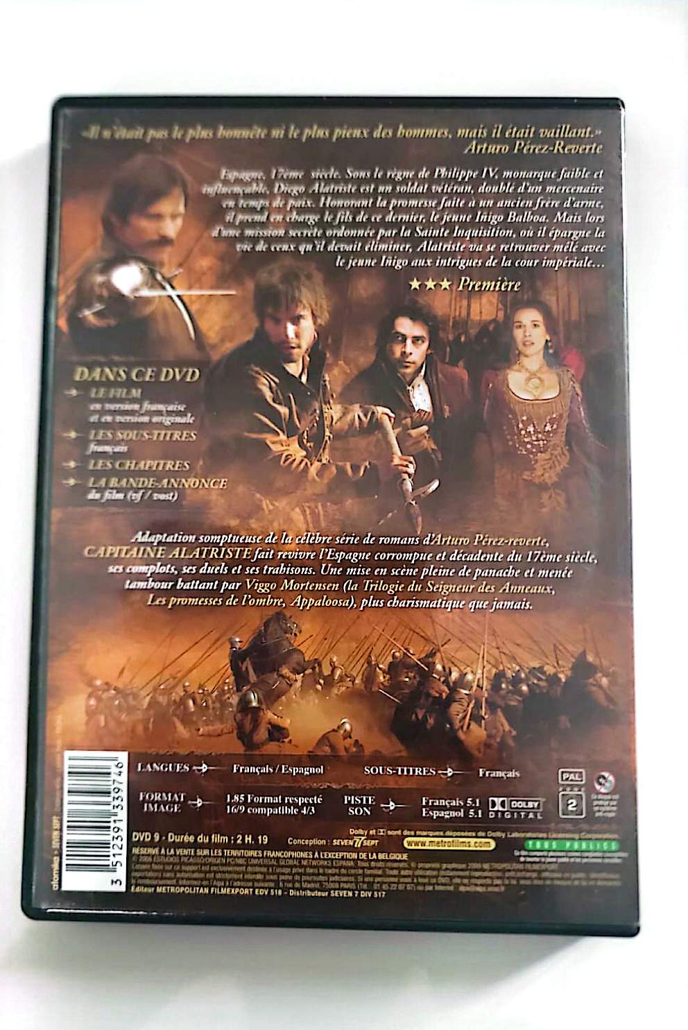 Capitaine Alatriste – DVD | Viggo Mortensen | Agustín Díaz Yanes | Metropolitan | VF | Occasion Bon État