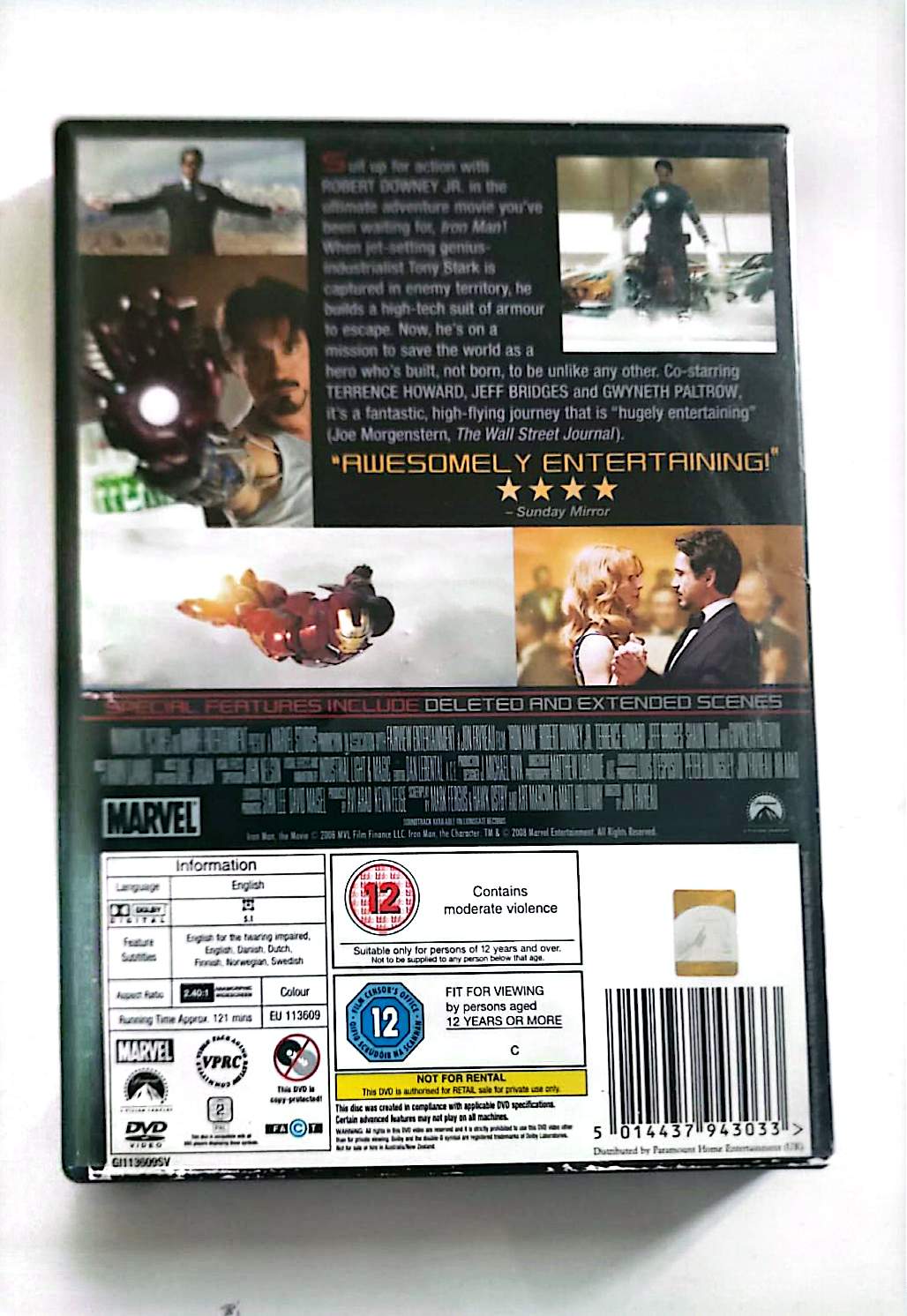 Iron Man – DVD | Robert Downey Jr. | Jon Favreau | Paramount | Marvel | VO | Occasion Bon État