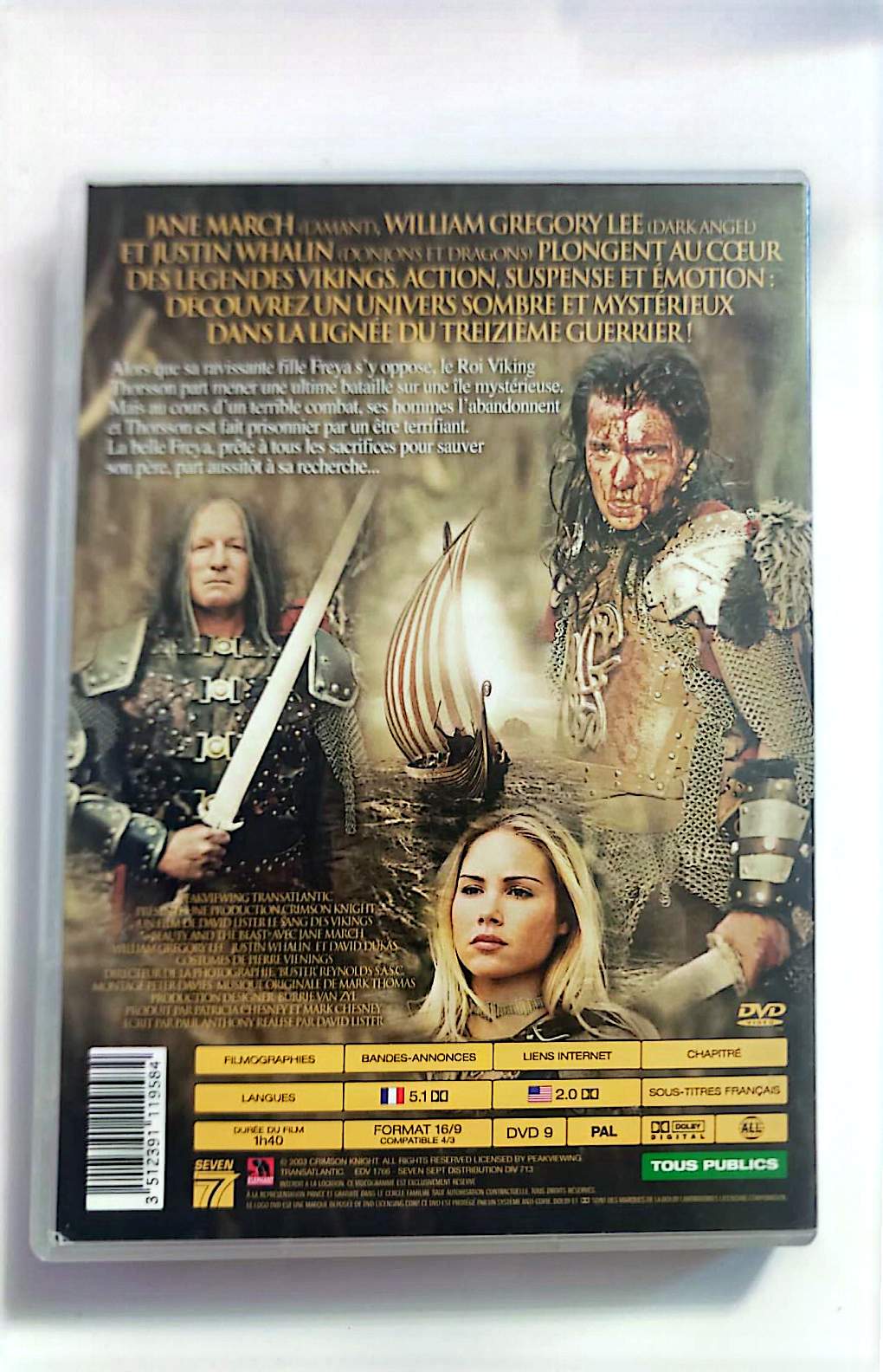 Le Sang des Vikings – DVD – Seven 7 – Jane March, William Gregory Lee, Justin Whalin – Zone ALL PAL