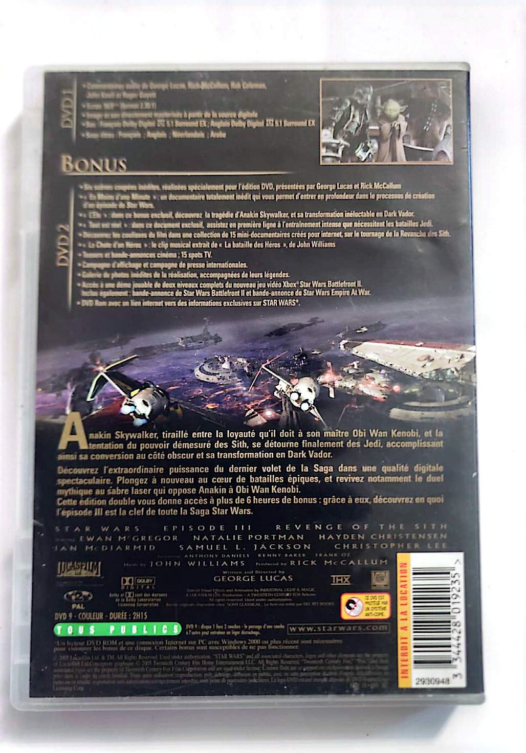 Star Wars Épisode III : La Revanche des Sith – DVD Double Édition – Lucasfilm / 20th Century Fox – Zone 2 PAL