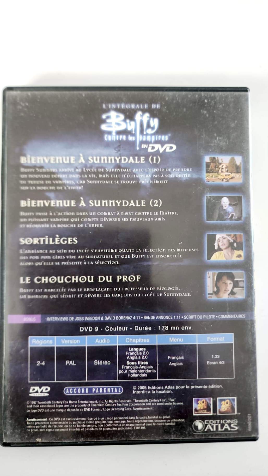 Buffy contre les Vampires – Intégrale Saison 1 – DVD 1 (Ep. 1 à 4) | Éditions Atlas • 20th Century Fox