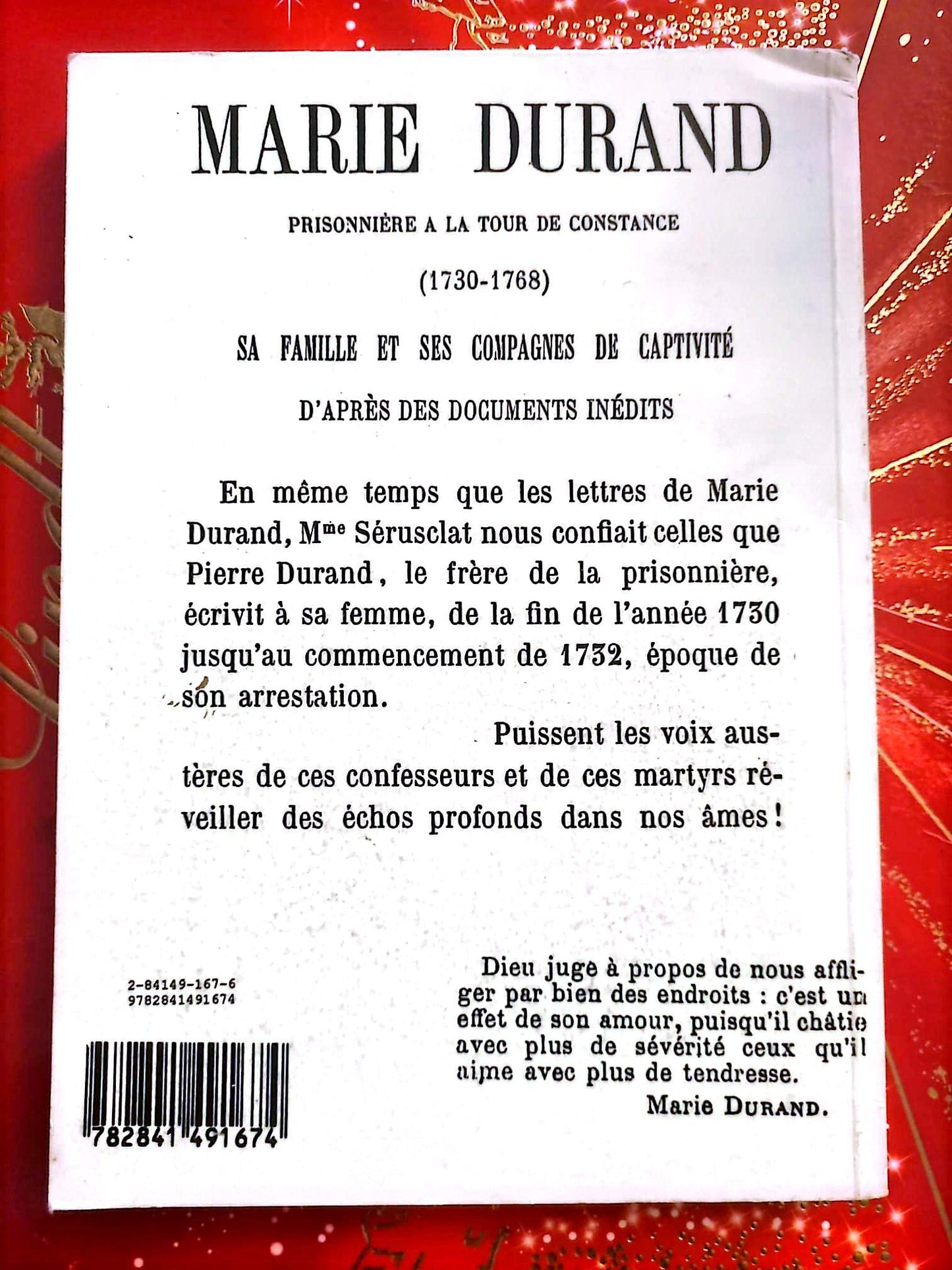 Marie Durand – Prisonnière à la Tour de Constance (1730-1768) – Daniel Benoît – Livre Historique – Broché
