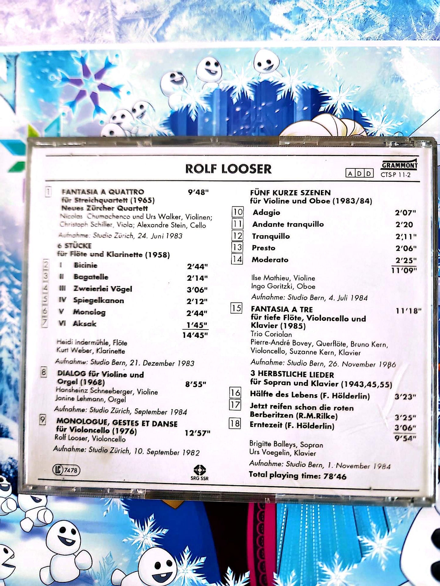 Rolf Looser CD Audio Classique Contemporain Gramont Stereo Import Suisse Musique Instrumentale