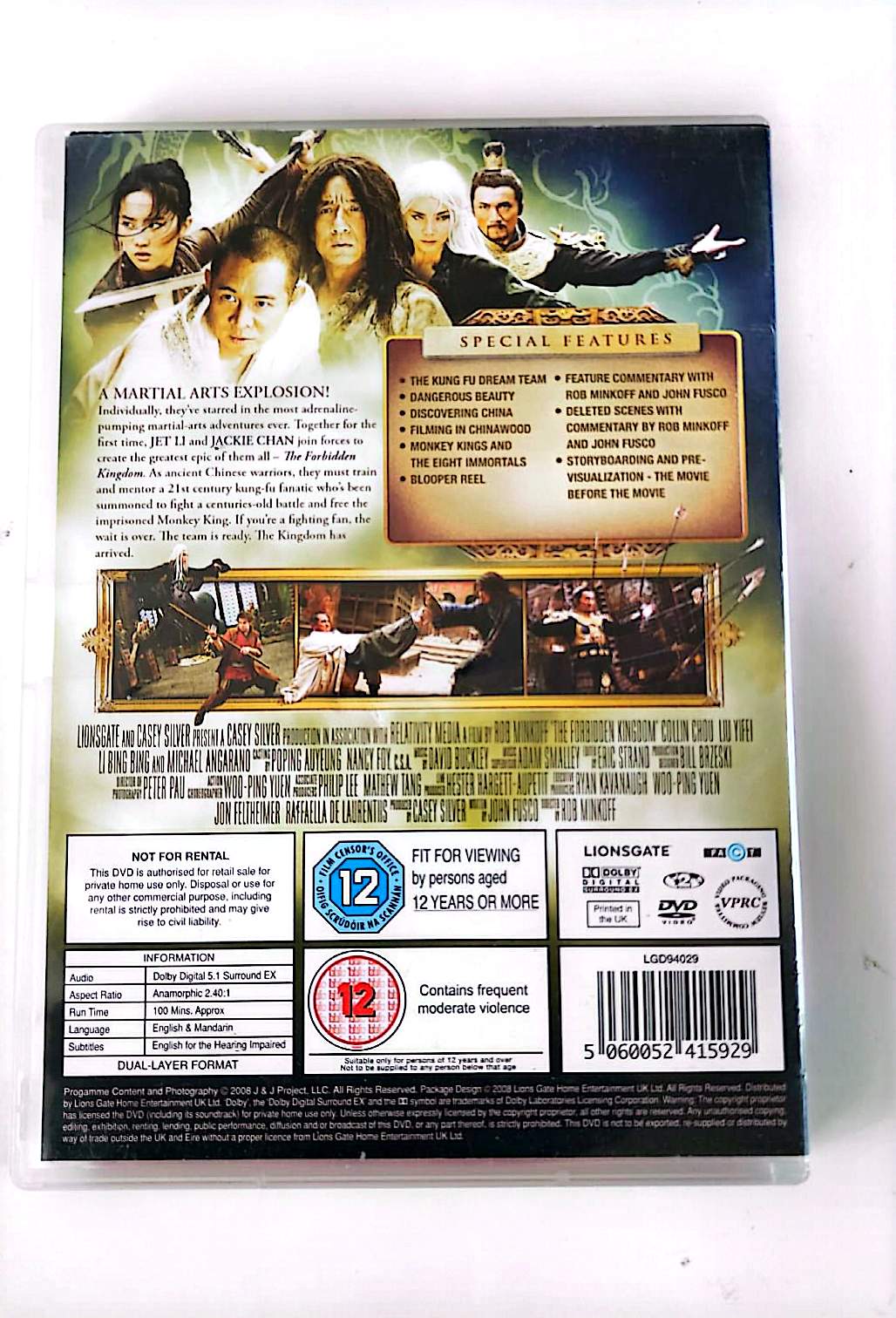 The Forbidden Kingdom DVD – Jackie Chan, Jet Li – Action Arts Martiaux – Zone 2 VO