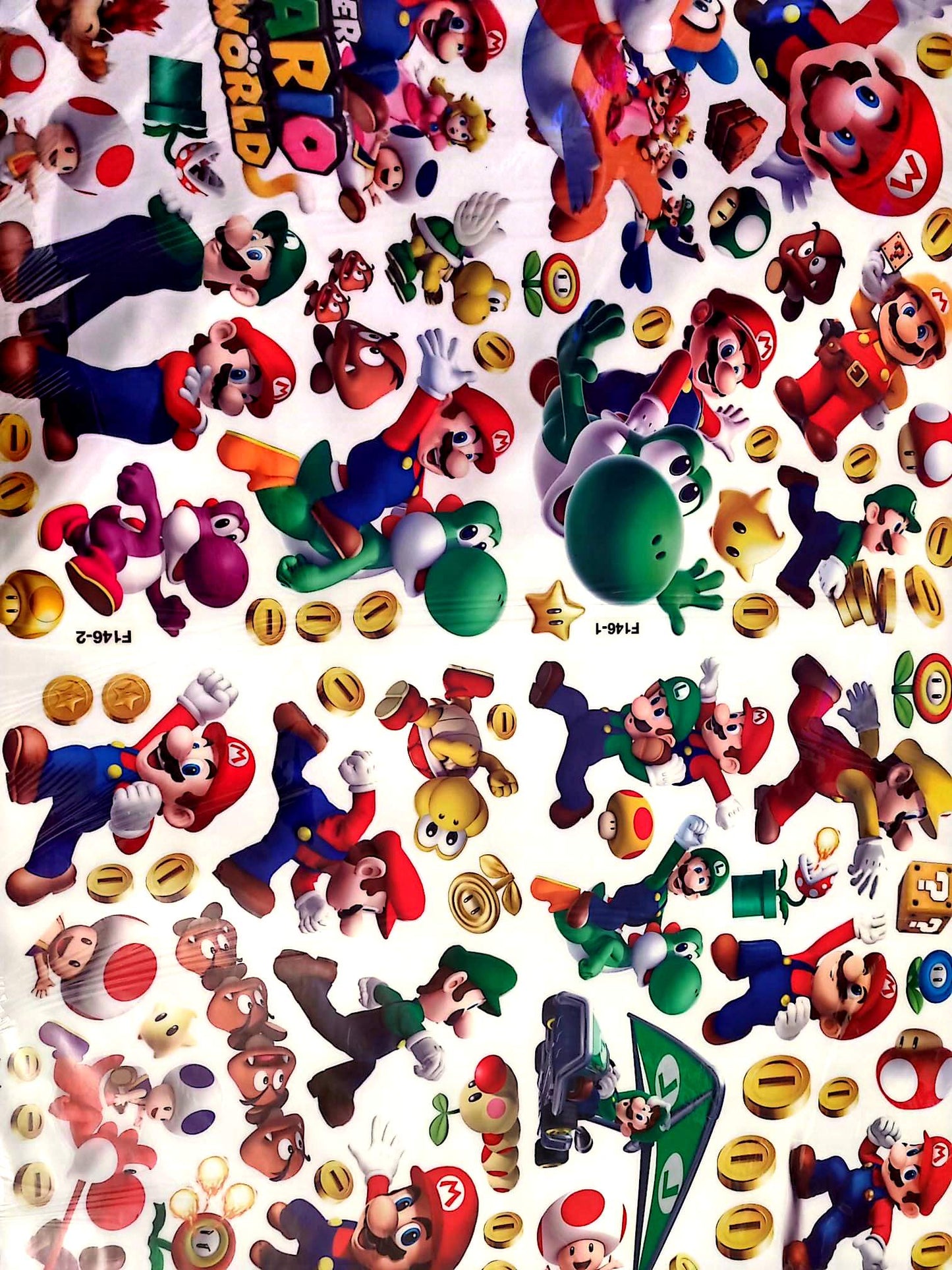 Sticker mural géant Super Mario 3D World – Mario Luigi Yoshi Toad Bowser – Décoration murale gaming enfant chambre – Autocollant XXL