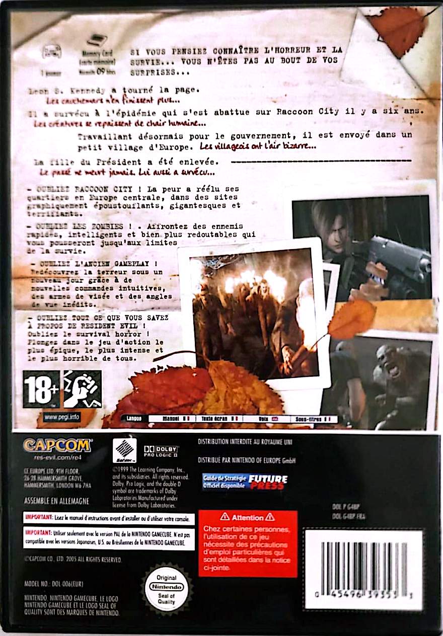 Resident Evil 4 Jeu Nintendo GameCube PAL – Édition 2 Disques – Survival Horror Action Capcom