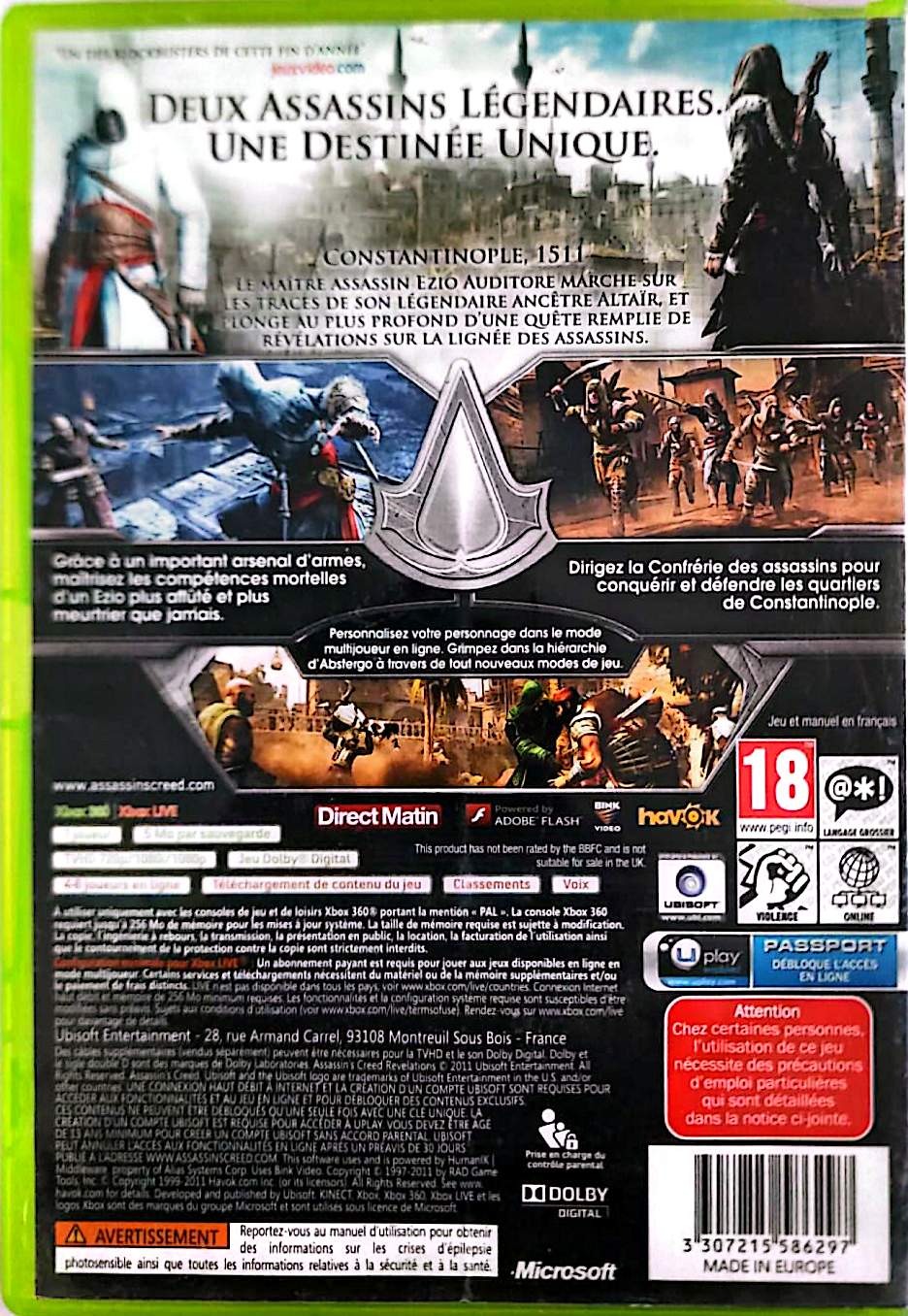 Assassin's Creed Revelations Jeu Xbox 360 PAL – Action Aventure Ubisoft – Jeu et Manuel en Français