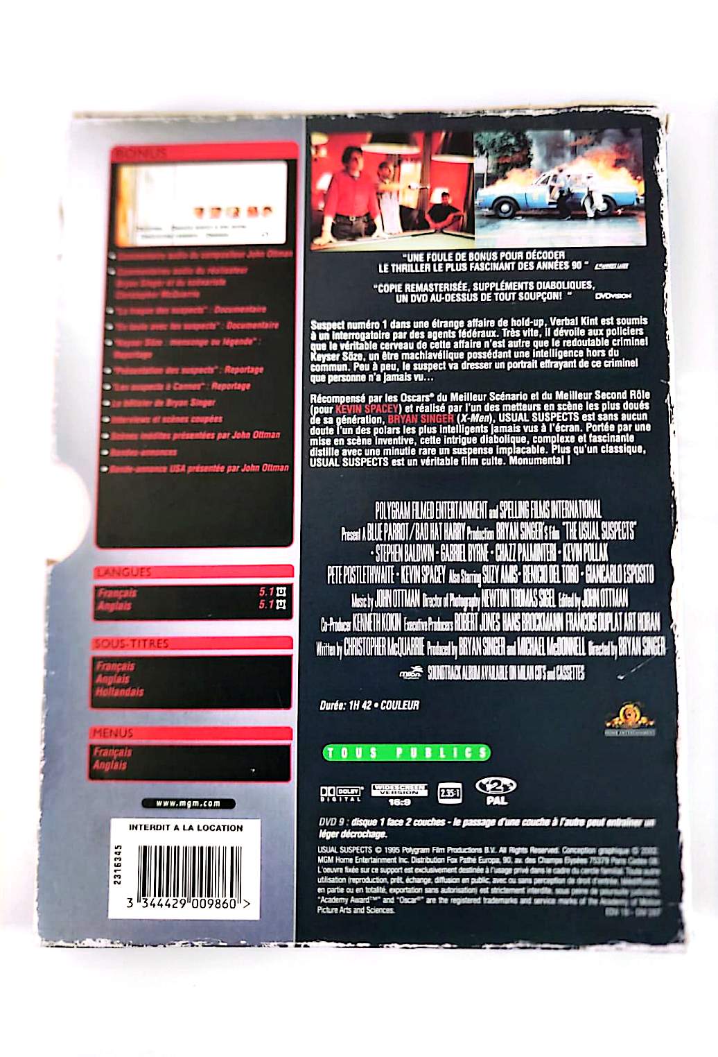 Usual Suspects Édition Collector DVD – Kevin Spacey, Gabriel Byrne – Thriller Policier – Zone 2