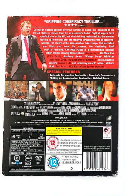 Vantage Point DVD – Dennis Quaid, Matthew Fox, Forest Whitaker – Thriller Action – Zone 2