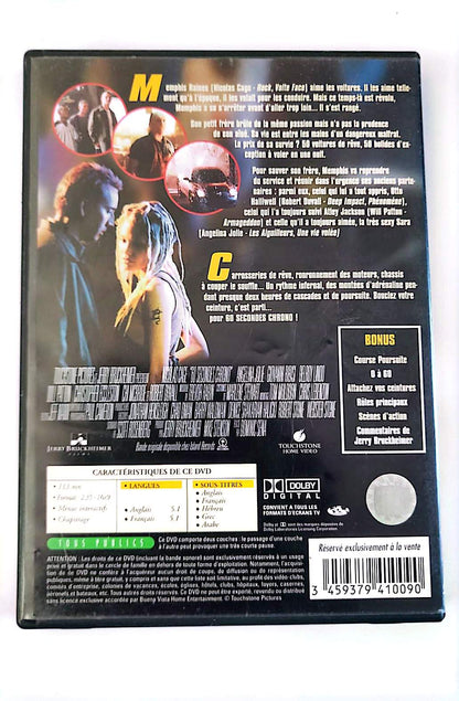 60 Secondes Chrono DVD – Nicolas Cage, Angelina Jolie – Film Action Voitures | Zone 2 PAL Français Anglais