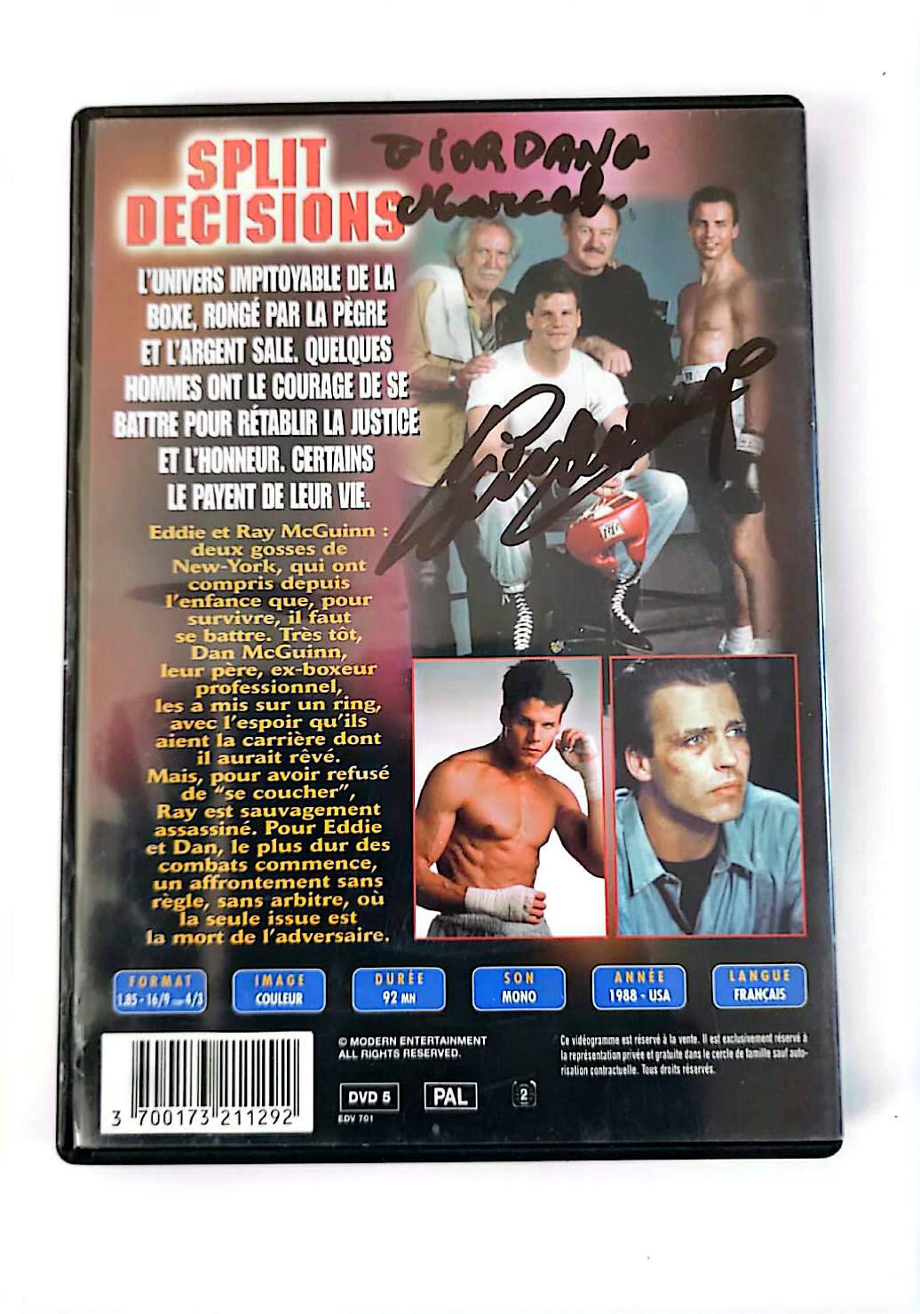 Split Decisions DVD – Gene Hackman, Jeff Fahey, Jennifer Beals – Drame Boxe | Zone 2 PAL Français
