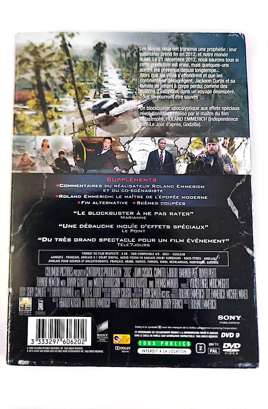 2012 DVD – John Cusack – Film Catastrophe Action Science-Fiction – Roland Emmerich – VF/VO