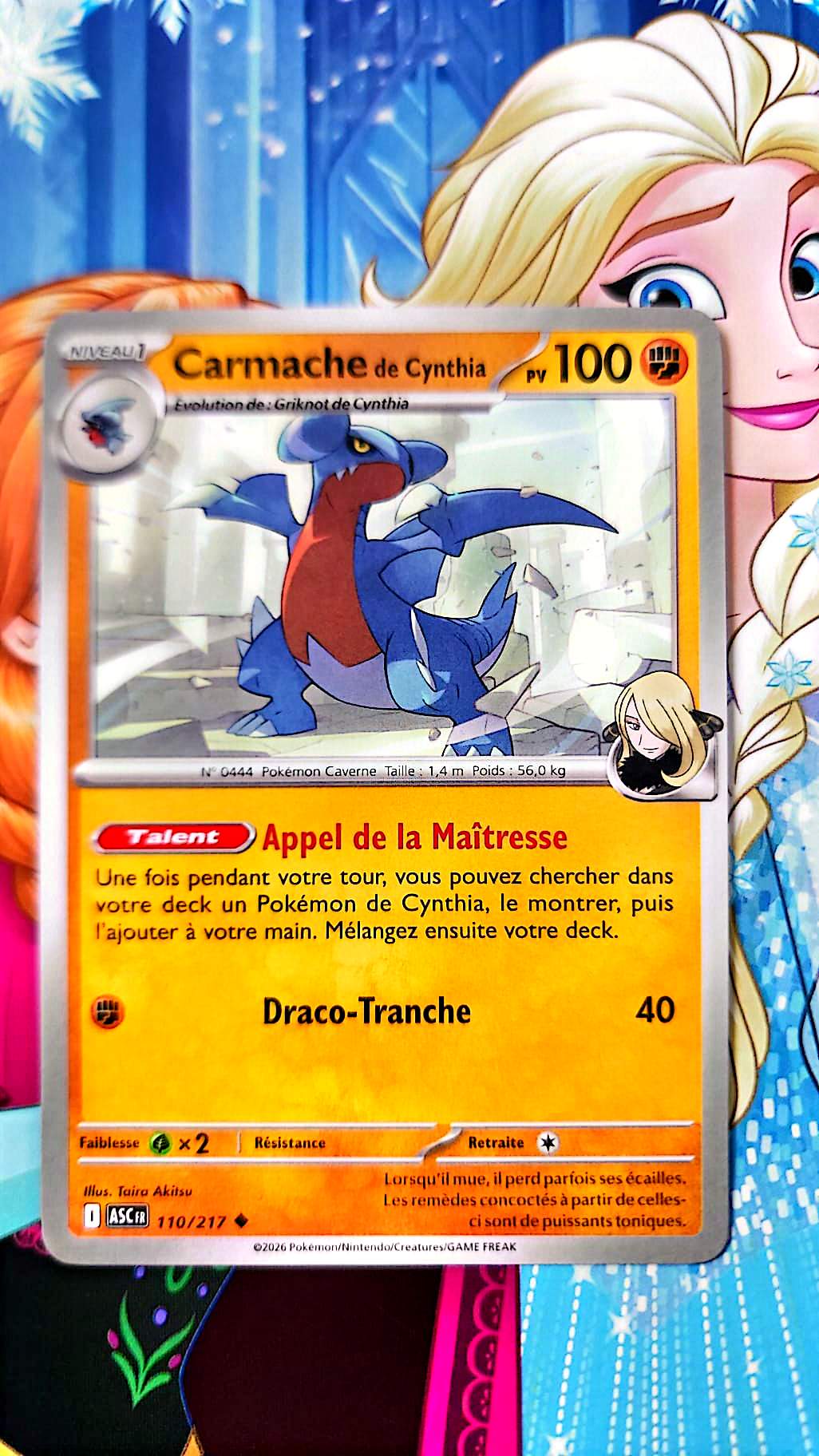 Carte Pokémon Carmache de Cynthia 110/217 – 100 PV – Type Combat – Évolution de Griknot – Carte Dresseur TCG Française