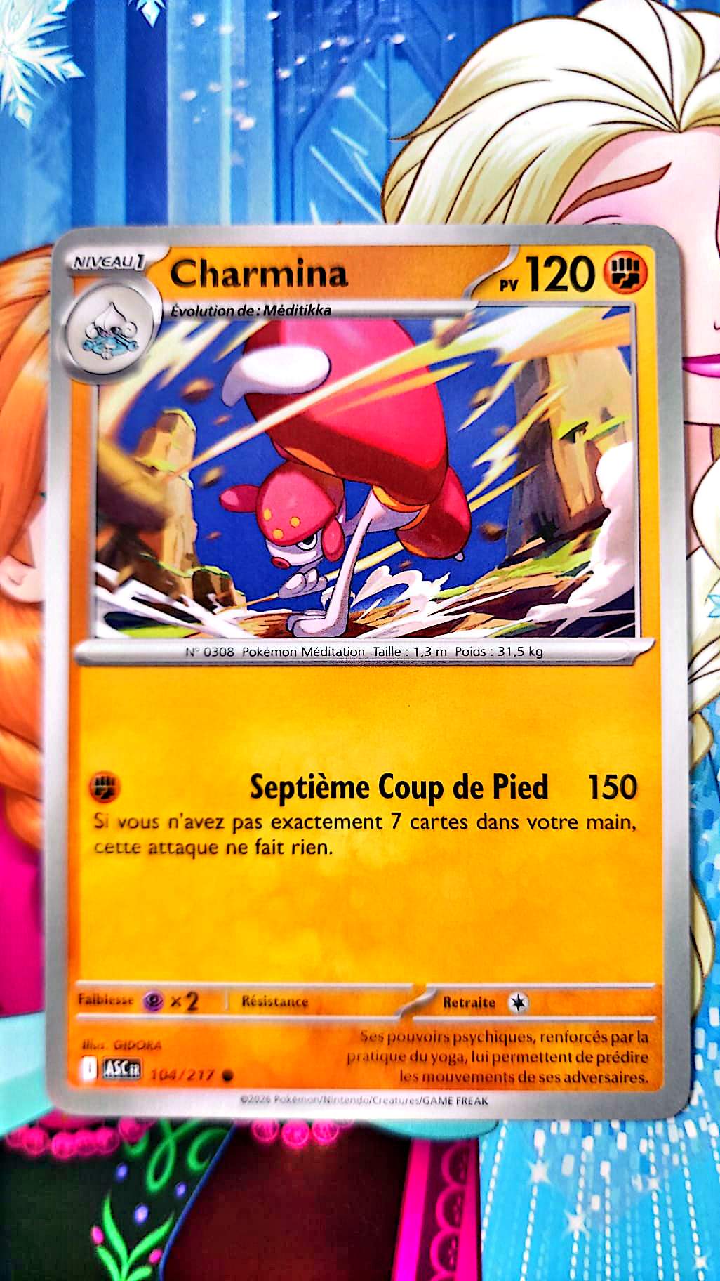 Carte Pokémon Charmina 104/217 – 120 PV – Type Combat – Évolution de Méditikka – Carte TCG Française