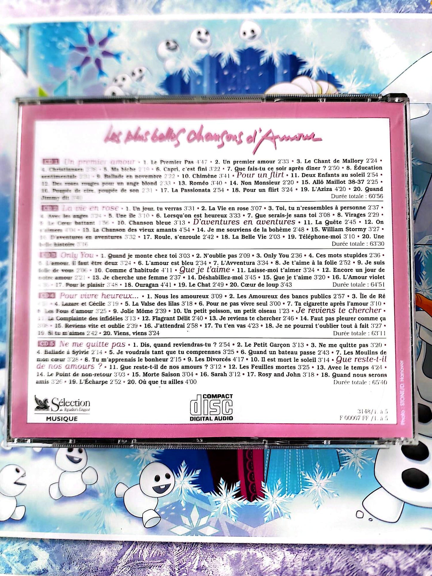 Les Plus Belles Chansons d’Amour Coffret 5 CD Compilation Romance Français 1 CD Manquant