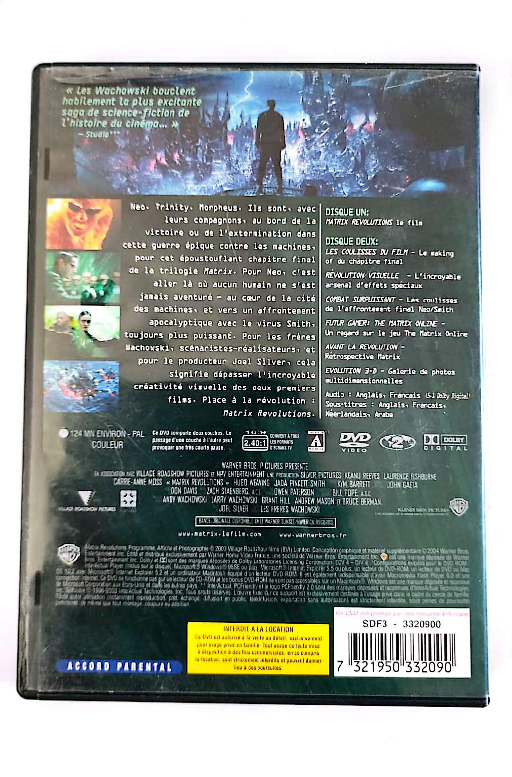 Matrix Revolutions Édition Double DVD – Keanu Reeves – Trilogie Wachowski SF Action | Warner Bros Zone 2 PAL