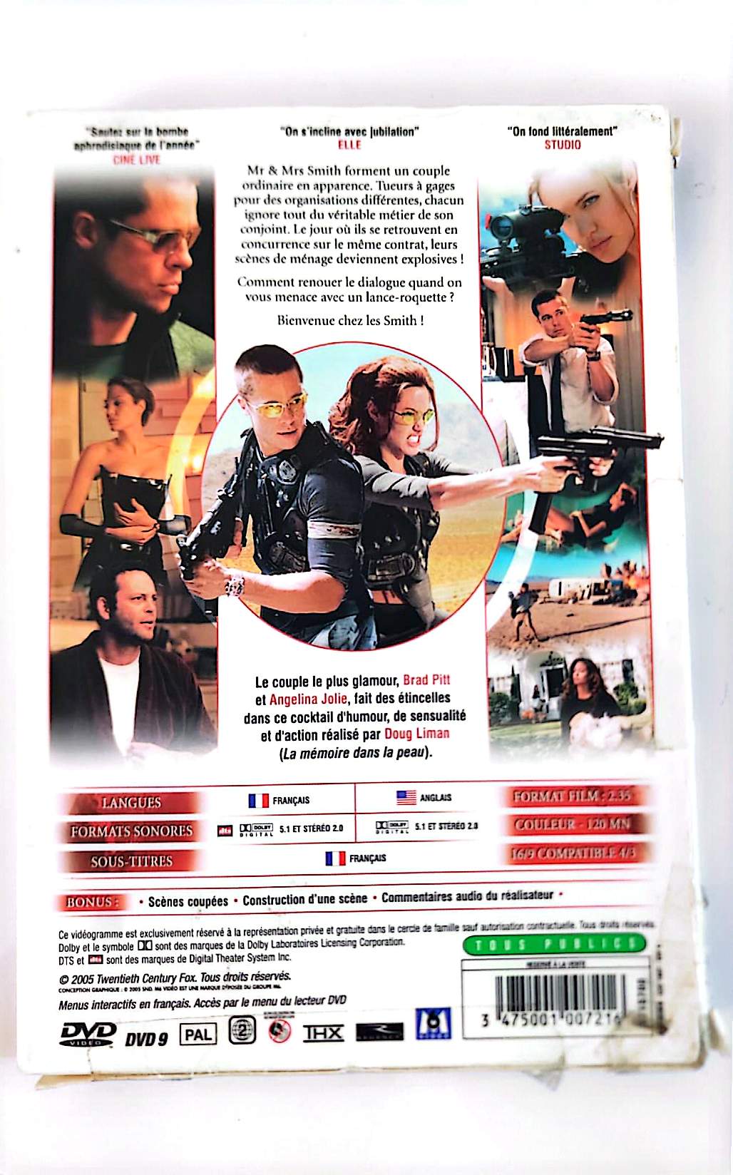 Mr. & Mrs. Smith DVD – Brad Pitt & Angelina Jolie – Film Action Comédie Espionnage – Édition Zone 2 PAL