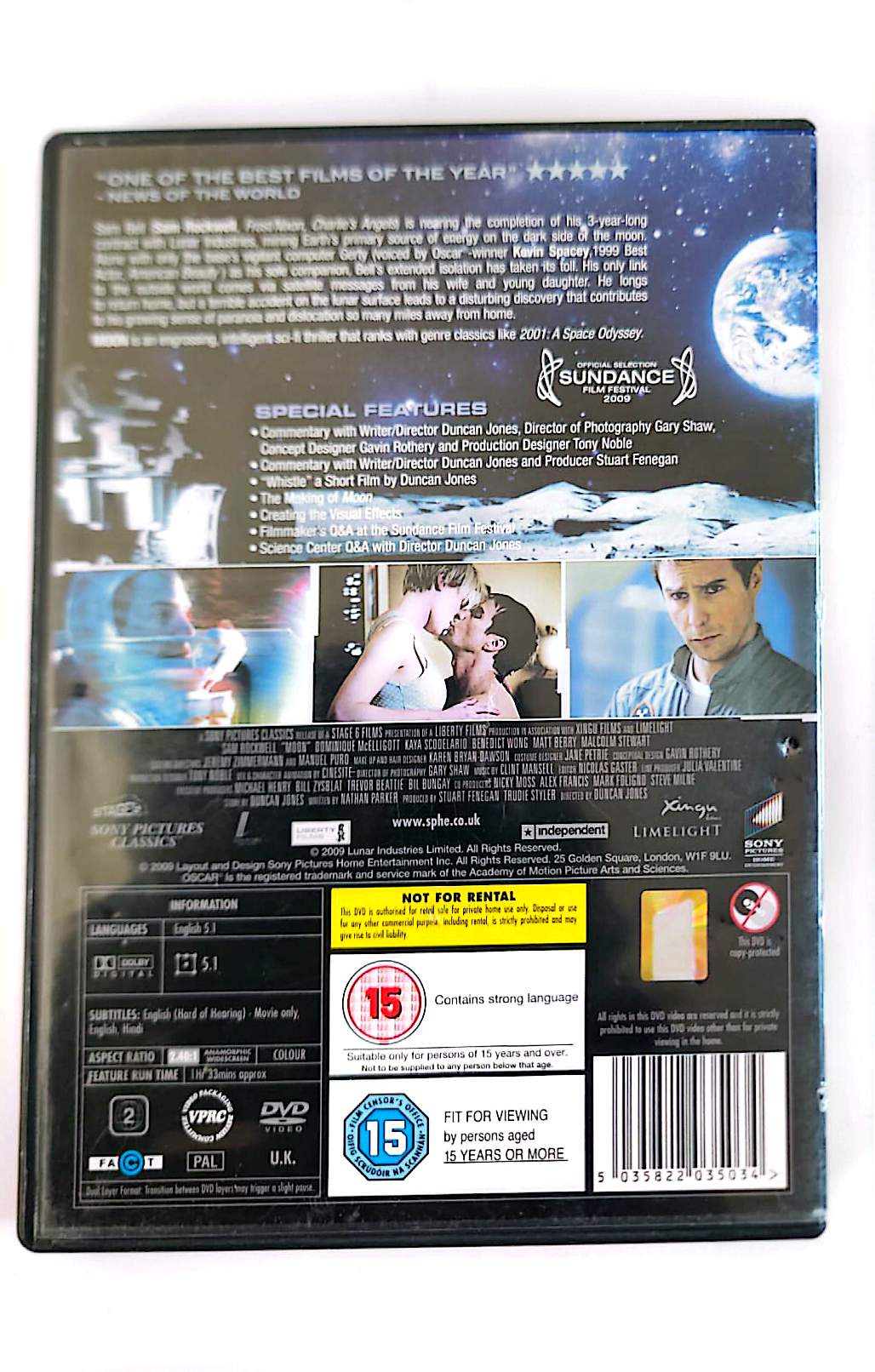Moon DVD UK – Sam Rockwell – Science-Fiction – Édition Anglaise – Zone 2 PAL