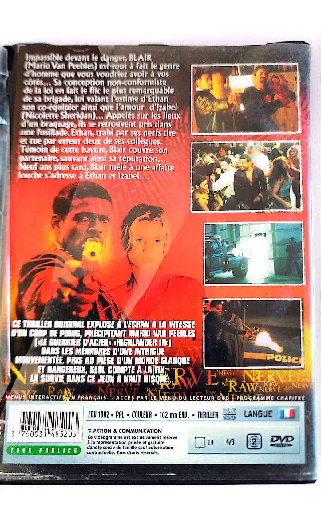 Raw Nerve (Nerfs à Vif) DVD – Mario Van Peebles – Thriller Policier – Édition Française – Zone 2 PAL