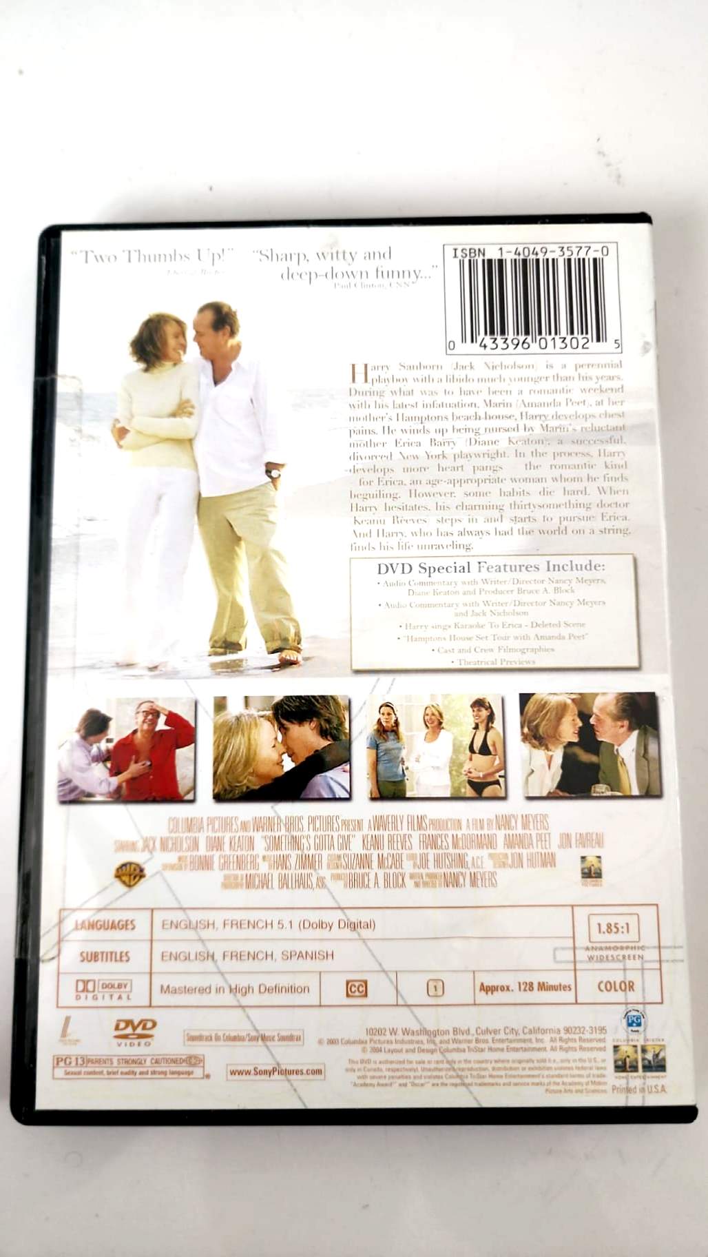 Something’s Gotta Give – DVD import zone 1 – Jack Nicholson et Diane Keaton