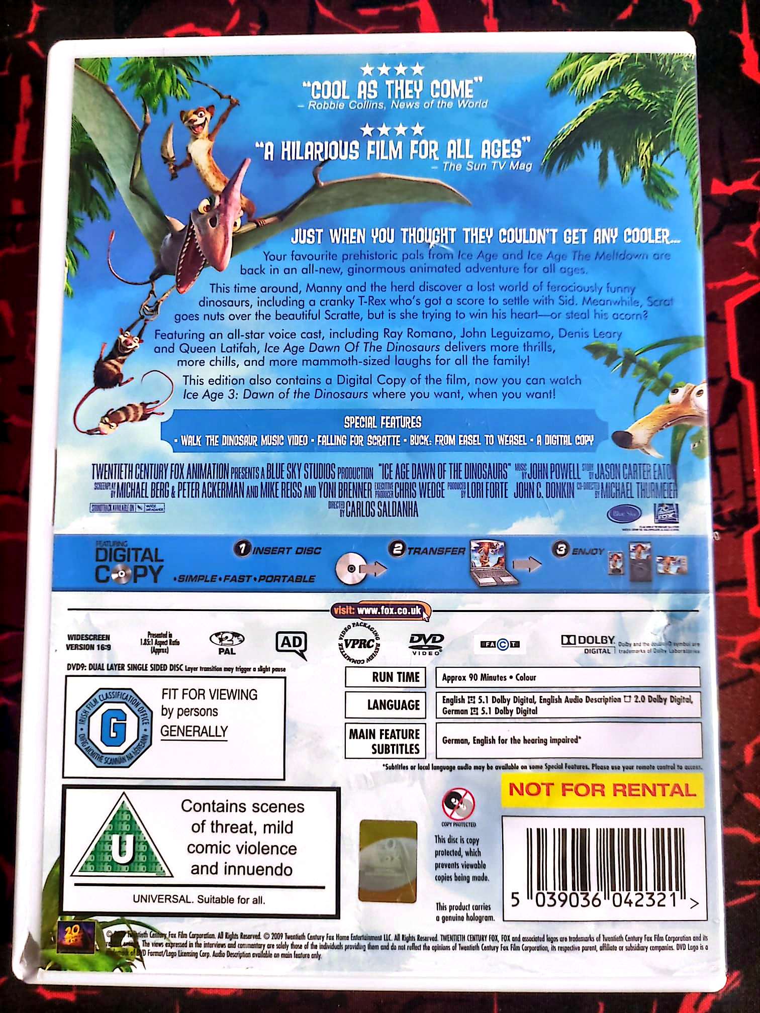 DVD Ice Age 3 Dawn of the Dinosaurs – Anglais / Allemand – Édition UK – Animation familiale dvd