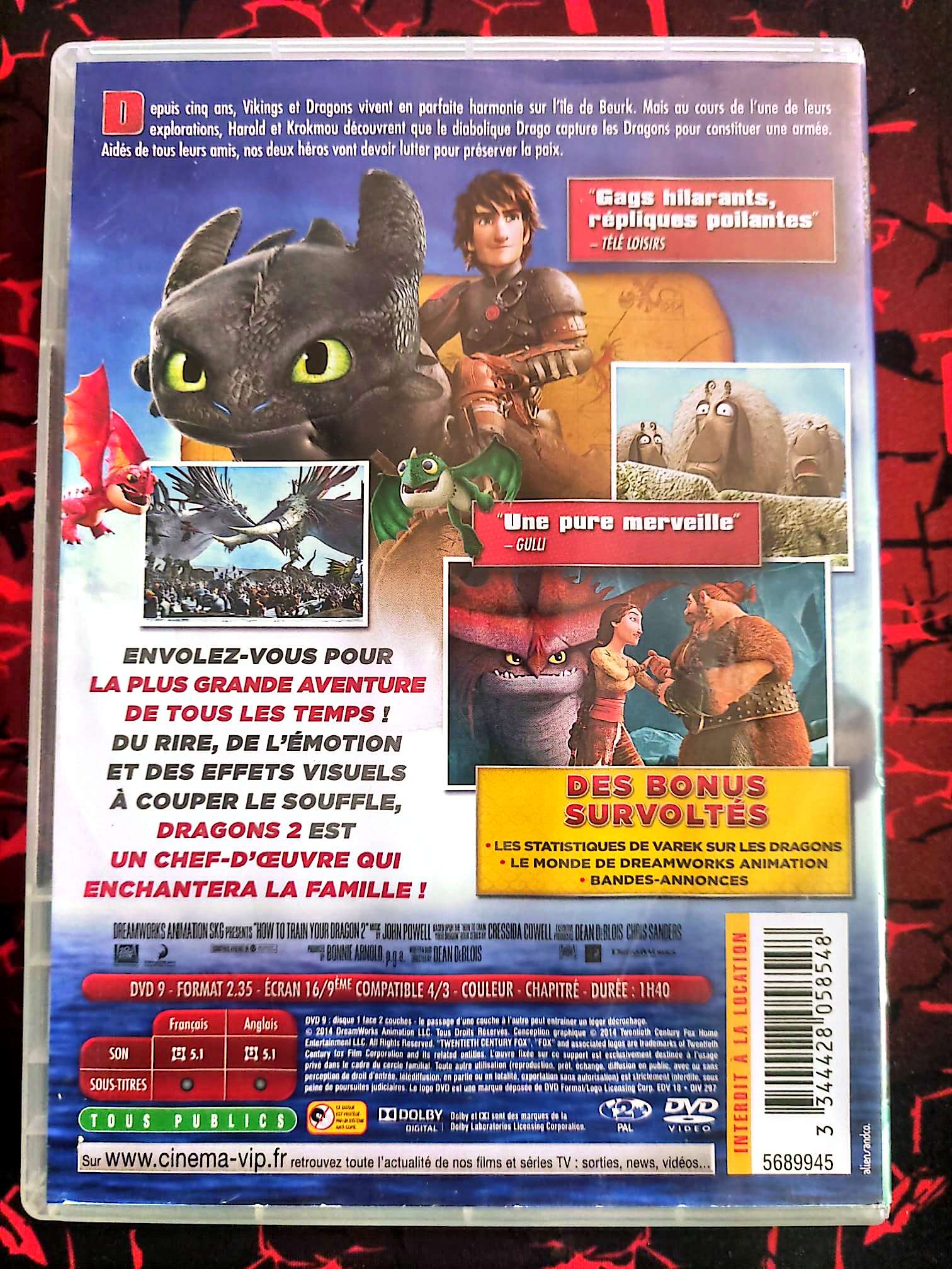 DVD Dragons 2 – Film d’animation DreamWorks – Audio Français/Anglais – Edition PAL dvd