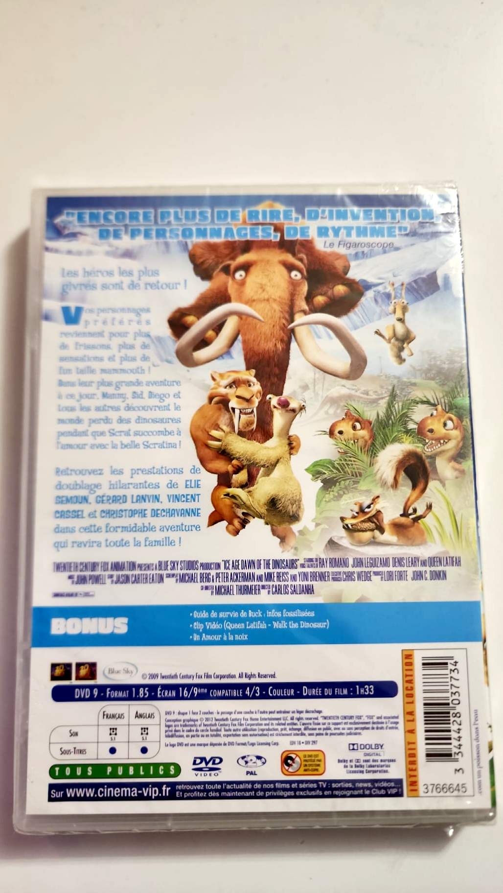 L’Âge de glace 3 – Le Temps des dinosaures – DVD neuf – Jaquette Cinema VIP – 3344428037734