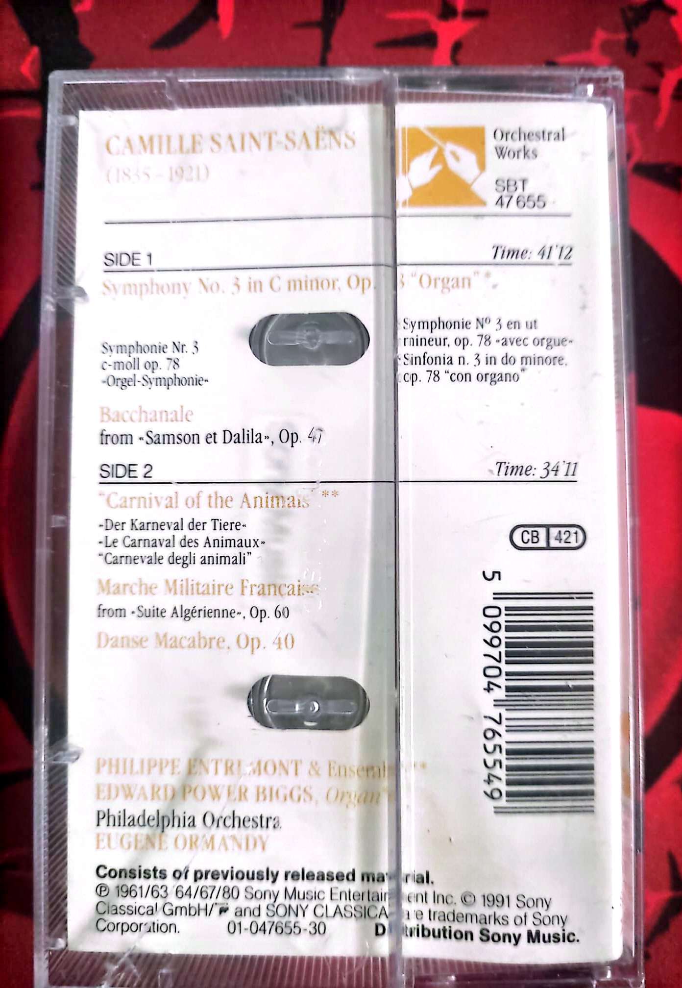 Cassette Audio Classique Saint-Saëns – Symphonie n°3 Carnaval des Animaux – Sony Classical cassette audio