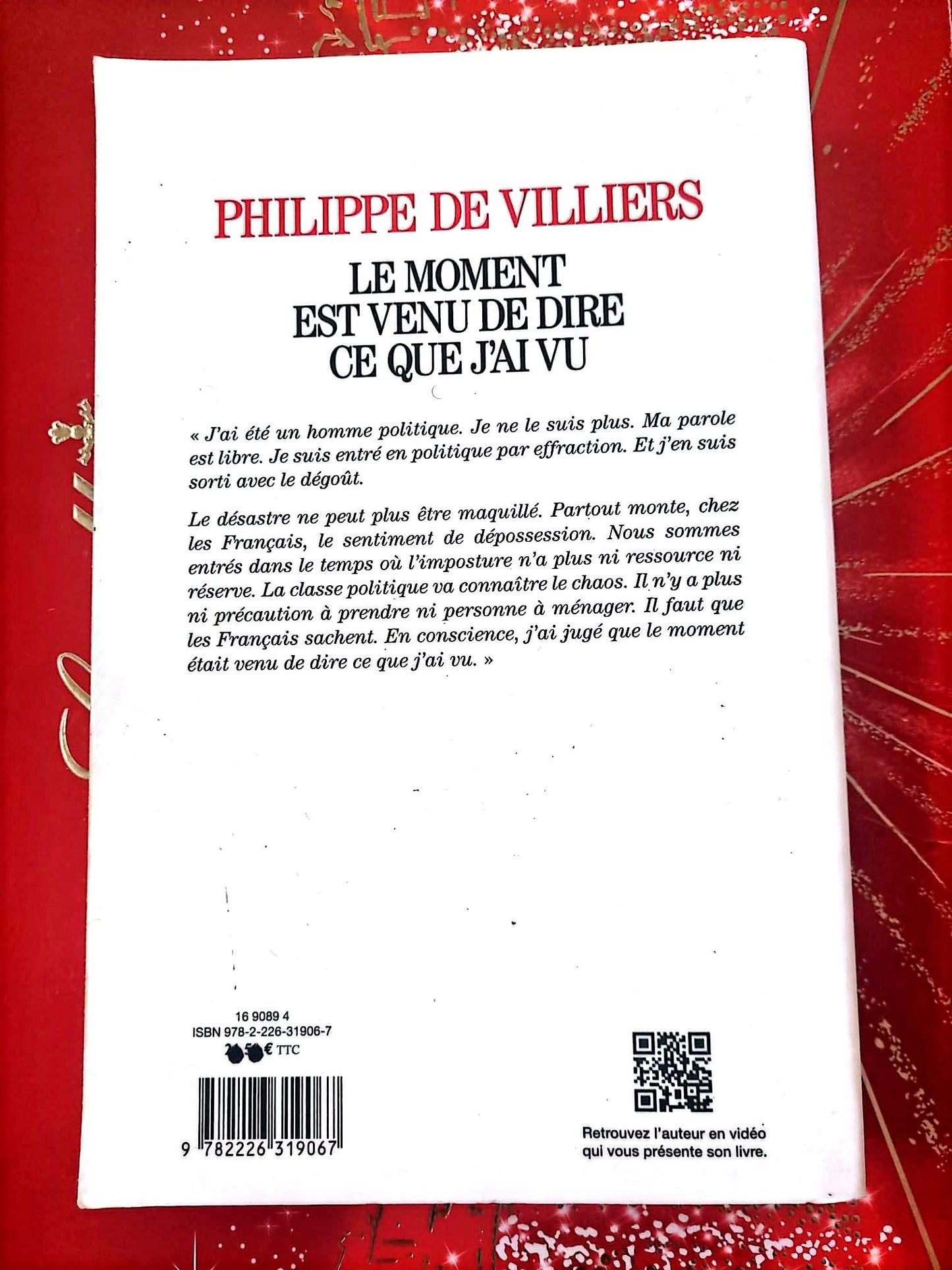 Le moment est venu de dire ce que j’ai vu – Philippe de Villiers – Essai politique – Livre broché – Français