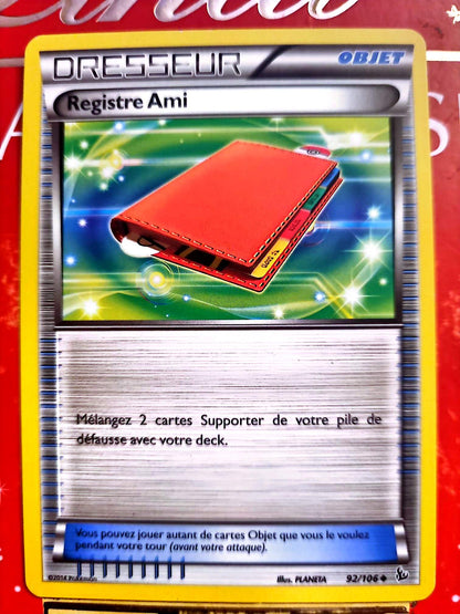 Carte Pokémon Dresseur Registre Ami 92/106 – Version française – Carte à l’unité