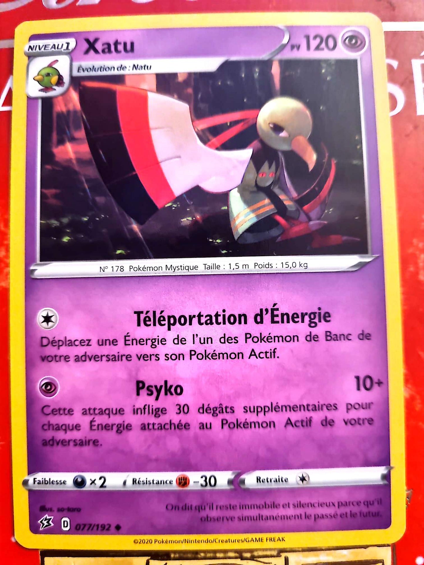 Carte Pokémon Xatu 077/192 – PV 120 – Version française – Carte à l’unité