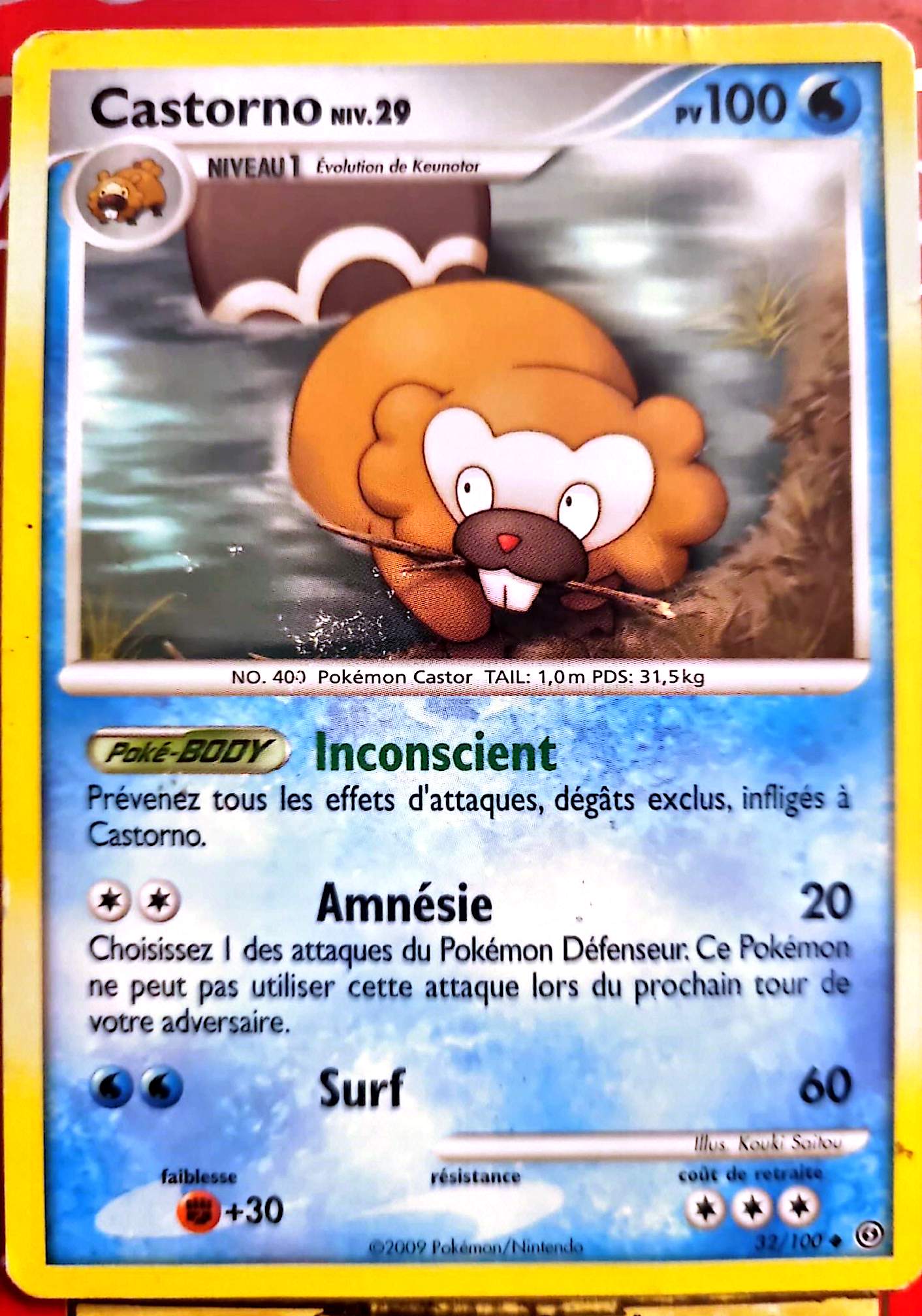 Carte Pokémon Castorno 32/100 – PV 100 – Version française – Carte à l’unité