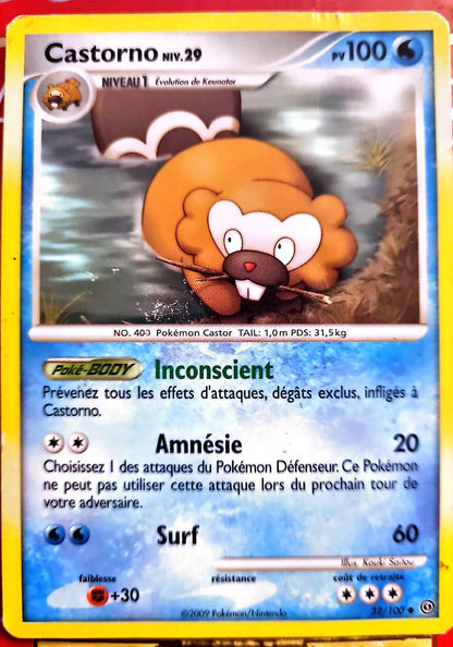 Carte Pokémon Castorno 32/100 – PV 100 – Version française – Carte à l’unité