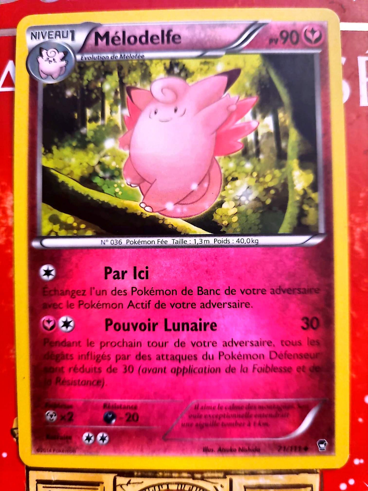 Carte Pokémon Mélodelfe 21/122 – Niveau 1 – PV 90 – Version française – Carte à l’unité