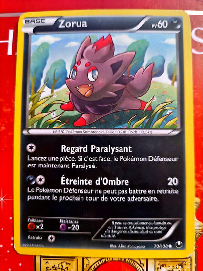 Carte Pokémon Zorua 70/108 – Pokémon Sombrenard – Carte Officielle Française